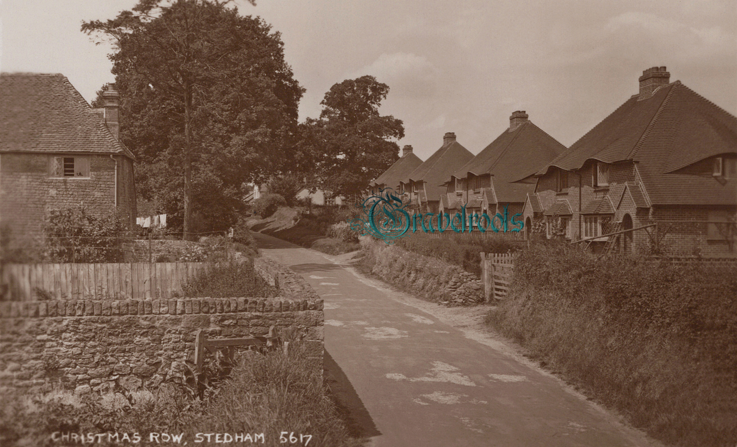  old photo of Christmas Row, aka School lane, Stedham, Sussex - click image below to return