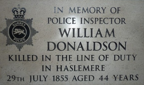 Inspector William Donaldson, killed Haslemere 29 July 1855