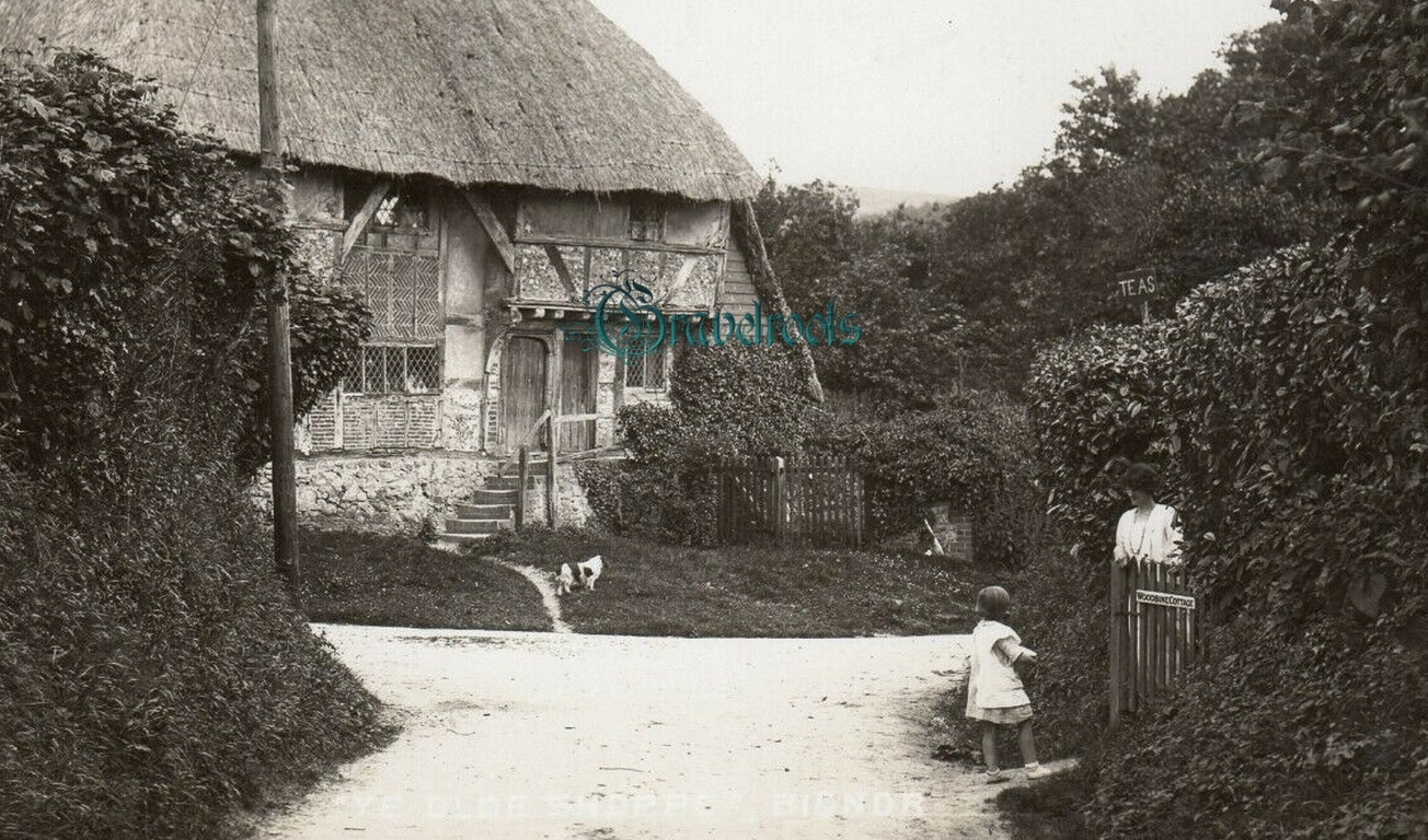 old photo of view Outside Woodbine Cottage, Bignor, Fittleworth, Sussex - click image below to return