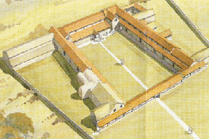 reconstruction painting of Bignor Roman Villa by Neil Holland