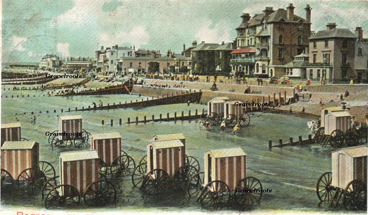 old photos of bathing machines at Bognor, Sussex, c.1898-1904, ref- w179 - 
further image below