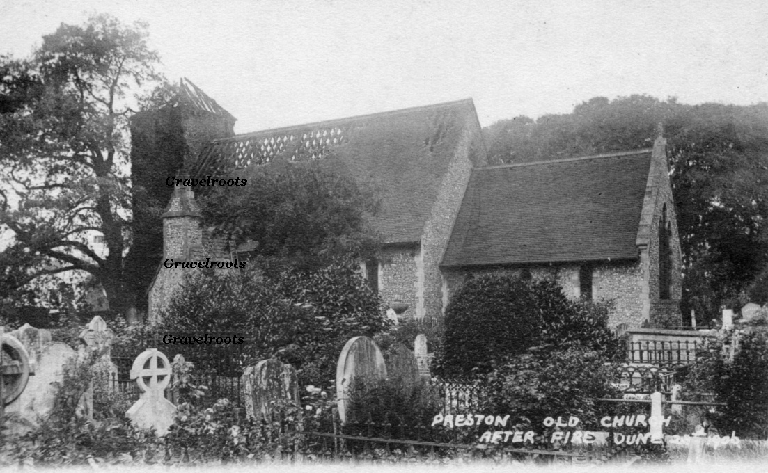 Preston Old Church after fire, Sussex - further image below