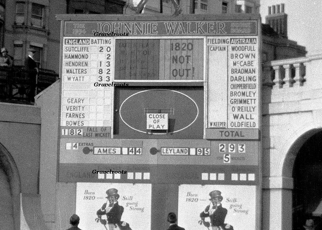 Johnnie Walker 1934 England Australia cricket scores - Brighton
click image to return